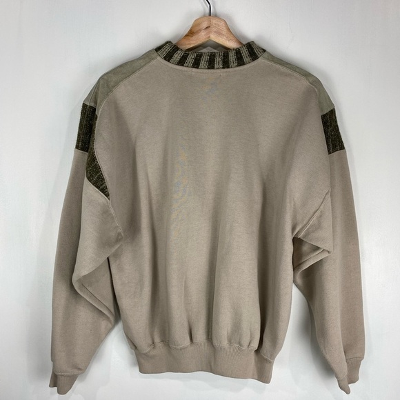 Mark Elliot: Vintage Mixed Media Leather Crewneck Pullover Sweatshirt Size Small - Picture 5 of 7